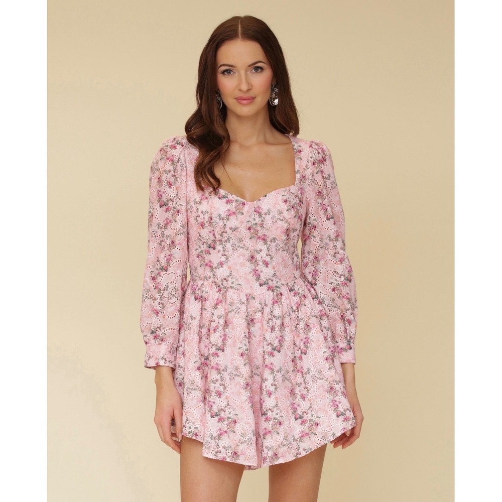 NWT Avec Les Filles Antoinette Floral Eyelet‎ Mini Dress Size 14